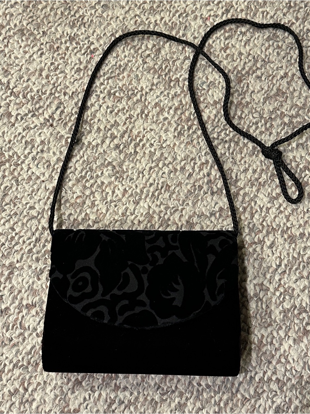 Black velvet evening bag